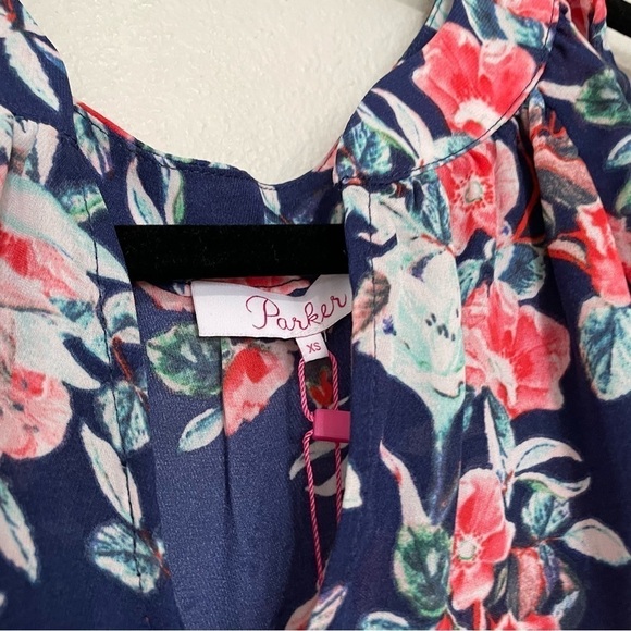 NWT parker tie sleeve blouse in aster floral sz.XS womens blue & pink transition - Picture 4 of 5